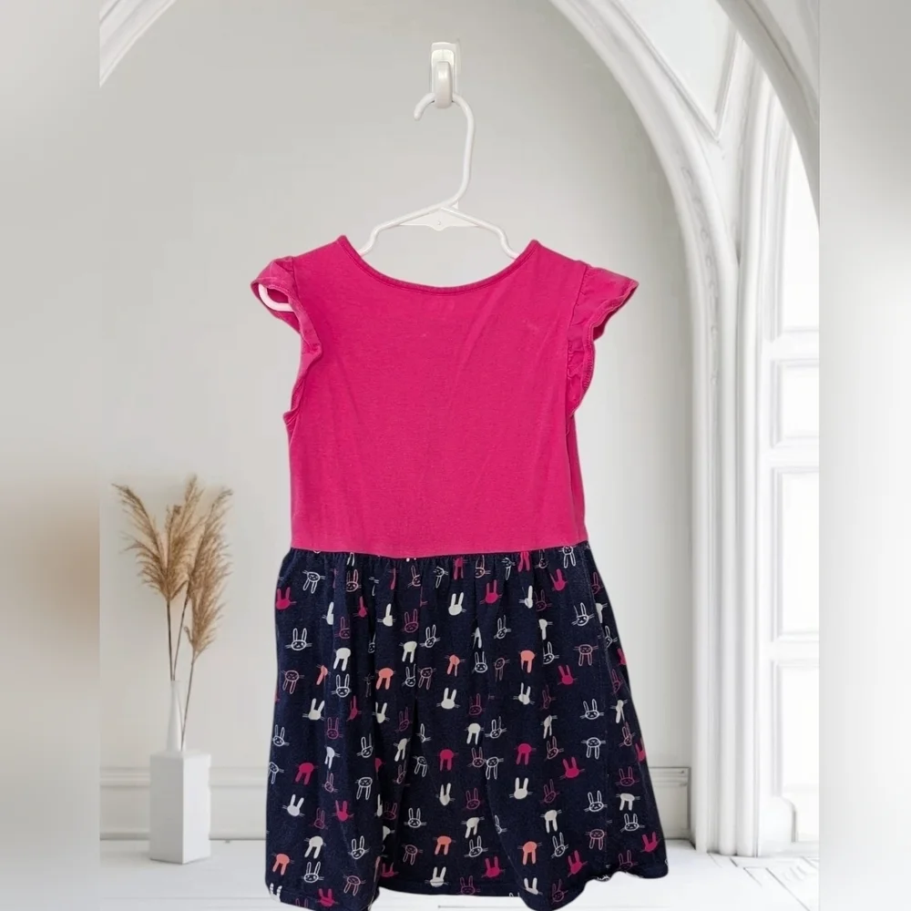 Gymboree Fuchsia and Navy Playful Dress Casual Cotton Size 5T